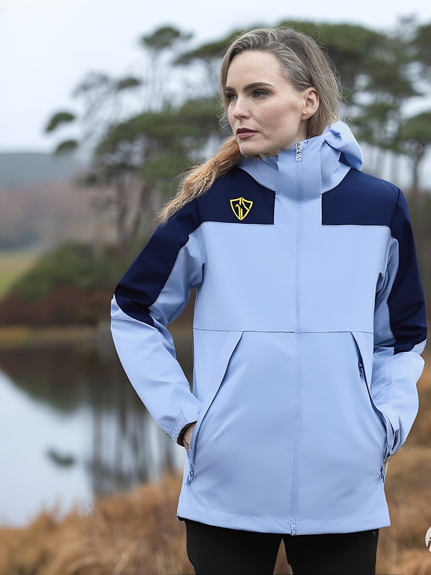 Women'S High Quality Windproof Hooded Raincoat - Lightweight Windbreaker Jacket with Full-Zip Front, Full-Zip Hooded Design, Full-Zip Pockets & Adjustable Hem - Heavy-Duty Windproof & High Quality Outerwear for Hiking, Skiing