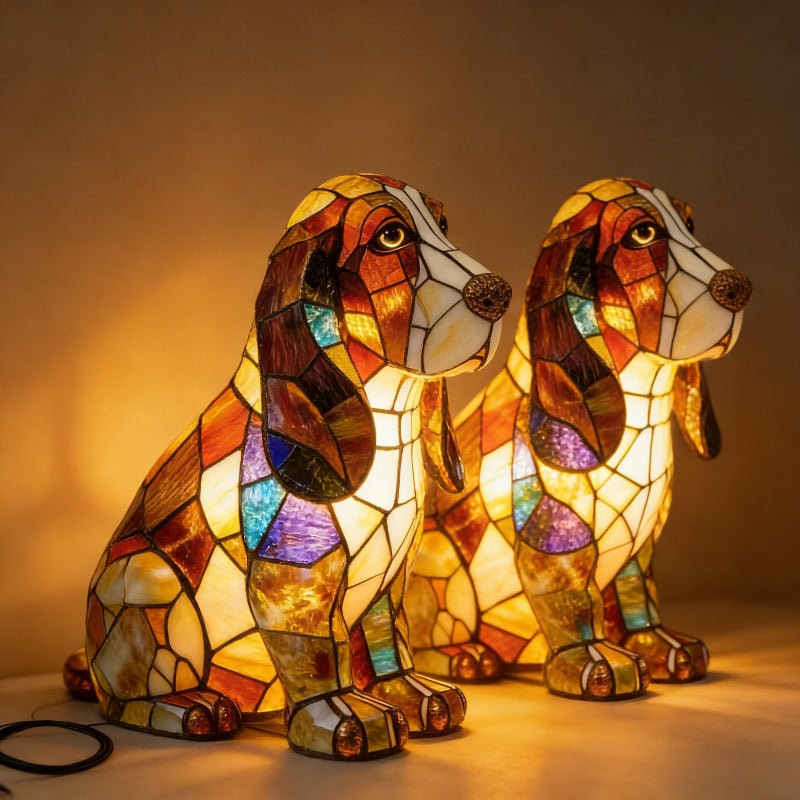 2 Different Basset Hound Table - Cute Dog Bedside Suitable for Bedroom, Room Decor, Pet Lover Gift, Plastic Animal