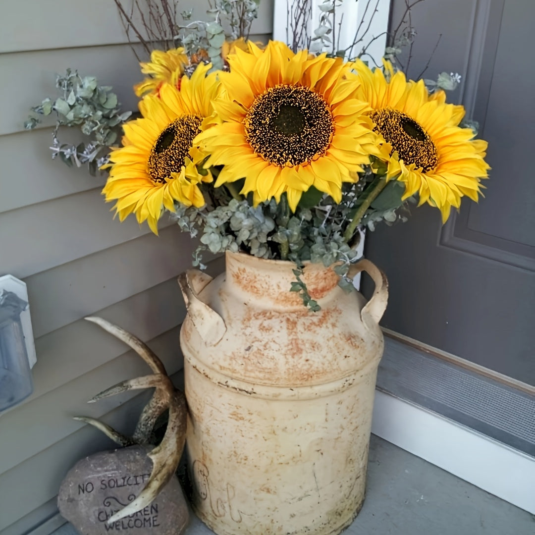 6pcs 24.4" Large Sunflowers Artificial Flowers 8" Full Bloom Long Stem Artificial Sunflower Tall Sun Flowers Giant Sunflowers with Stem Fake Sunflower Floral Arrangement for Outdoor Indoor Home Vase Table Wedding Party Garden