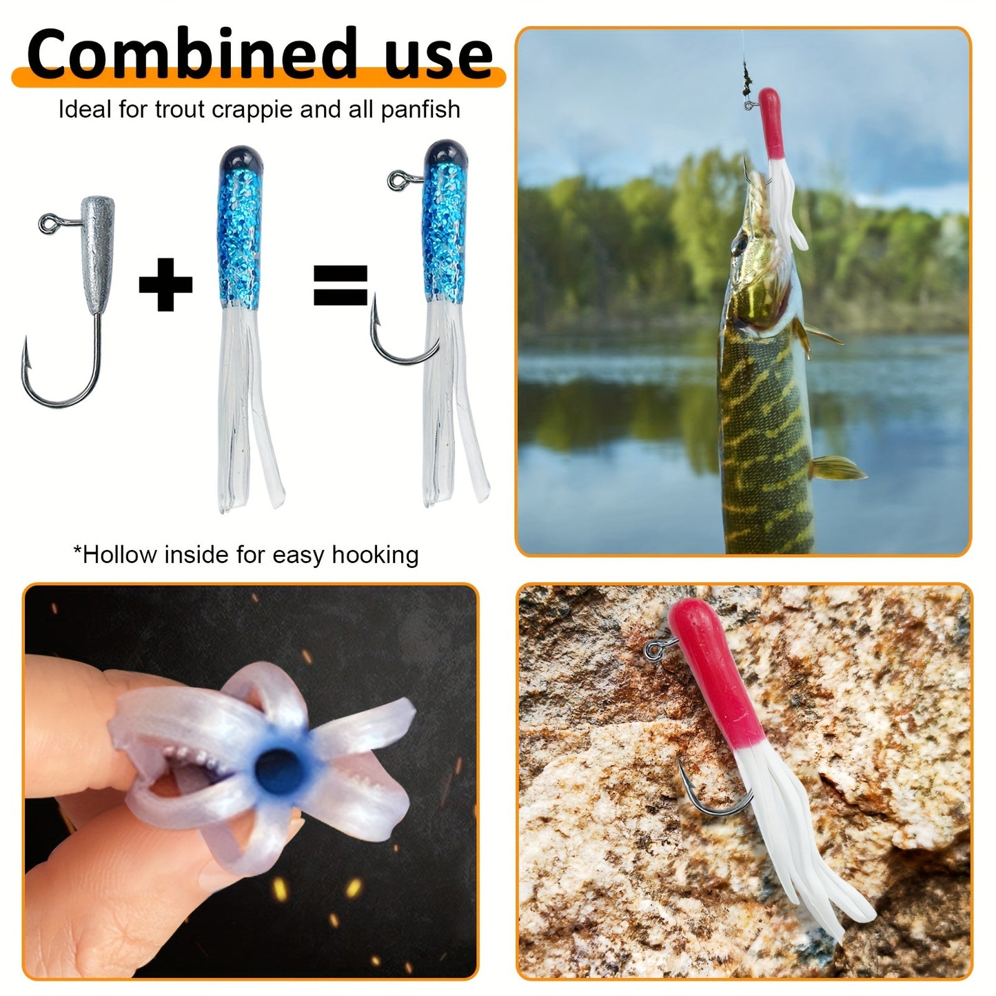 228pcs Crappie Lures Kit With Soft Plastic Paddle Tail, Tube Jig Heads, Split Shots, Peg Floats Crappie Lures Jigs Accessories For Crappie Trout Bass Walleye