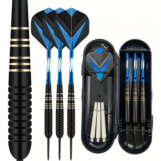 3pcs/set Professional Darts Free Carry Box 23g Total Length 16. 1.97inch Black Golden Color Steel Tip Darts With Aluminum Shaft Brass Dart Set With Steel Tip