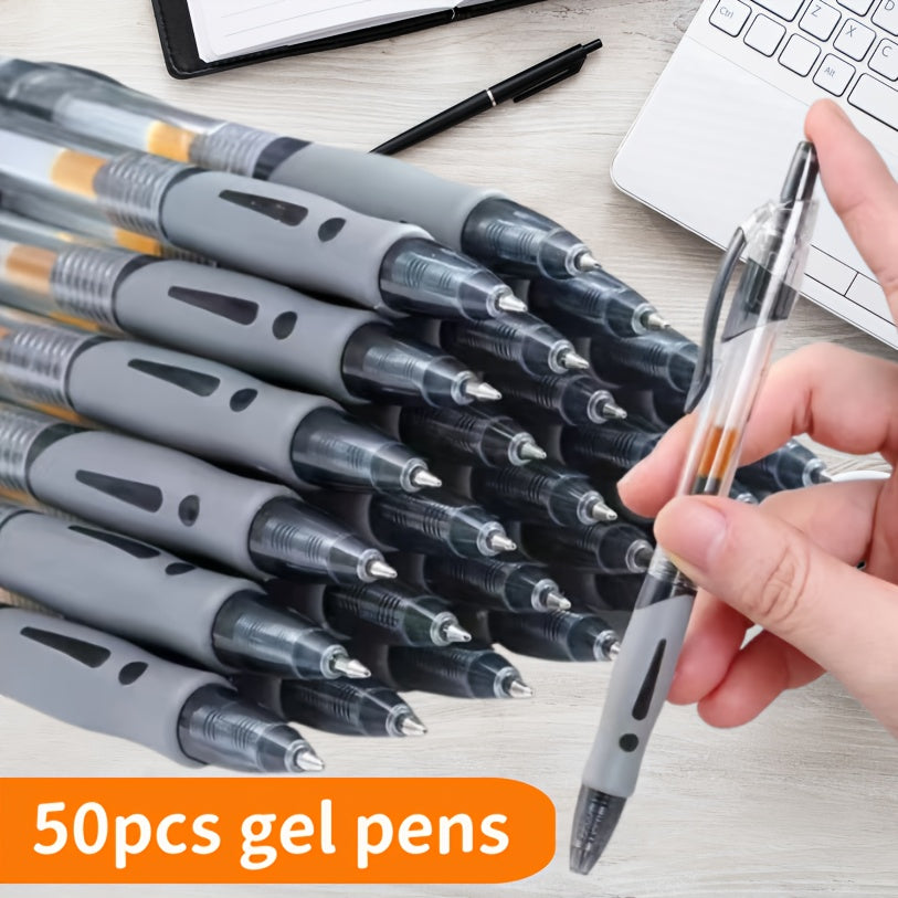 50pcs Retractable Gel Pens, 0.7mm Black, Blue And Red Gel Pens, Retractable Gel Ink Round Ballpoint Pens, 40 Black + 5 Blue + 5 Red Gel Pens, Office, School And Home Writing Office Holiday Gifts