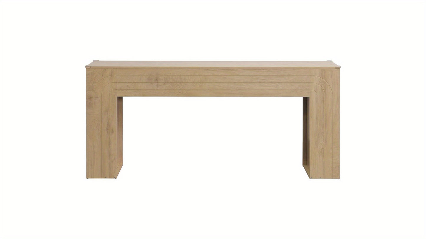 70.9" Modern Farmhouse Console Table Narrow Entryway Table with Handcrafted Line Design - Wood Grain MDF/ Sofa Table Suitable for Hallway, Living Room, Behind Couch - Space-Saving Assembly-Friendly Furniture