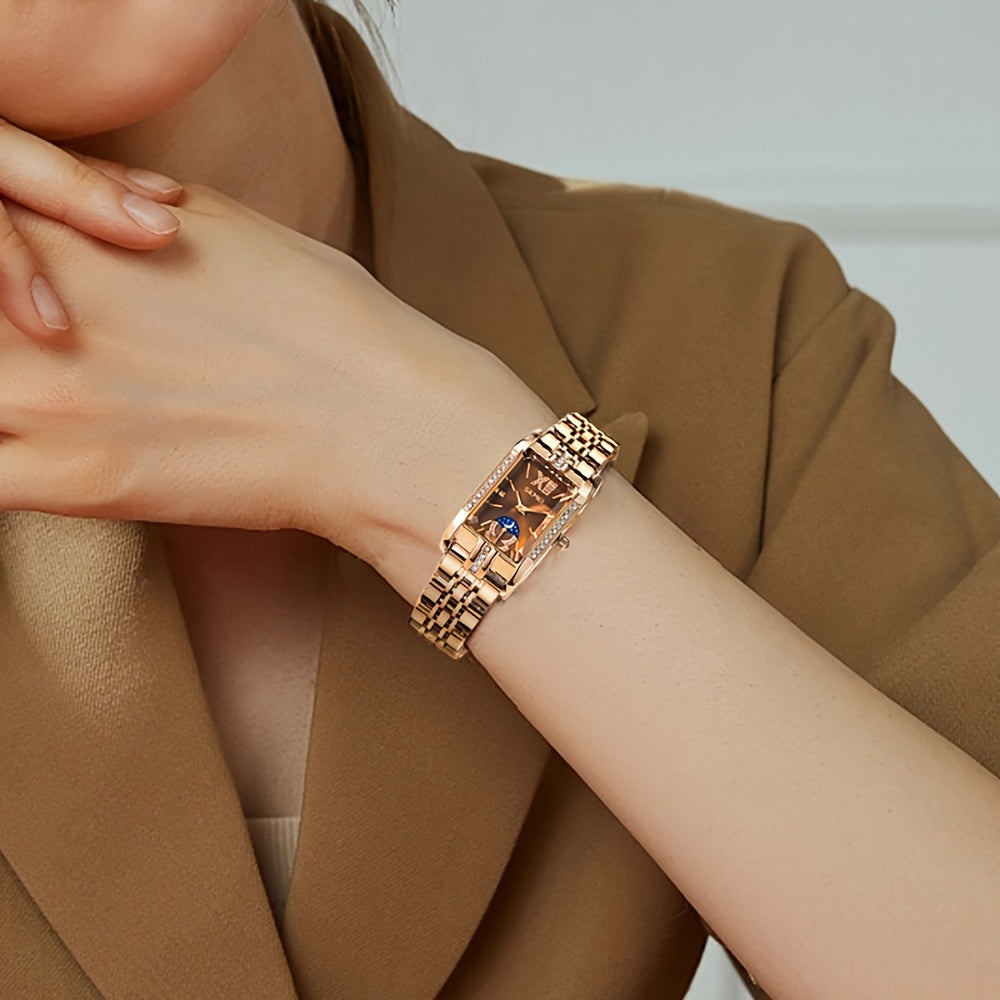 Women's Light Luxury Watches with Blue Star Dial and Heart Clasp Bracelet, Modular Fashion Accessories, Watches for Gifts