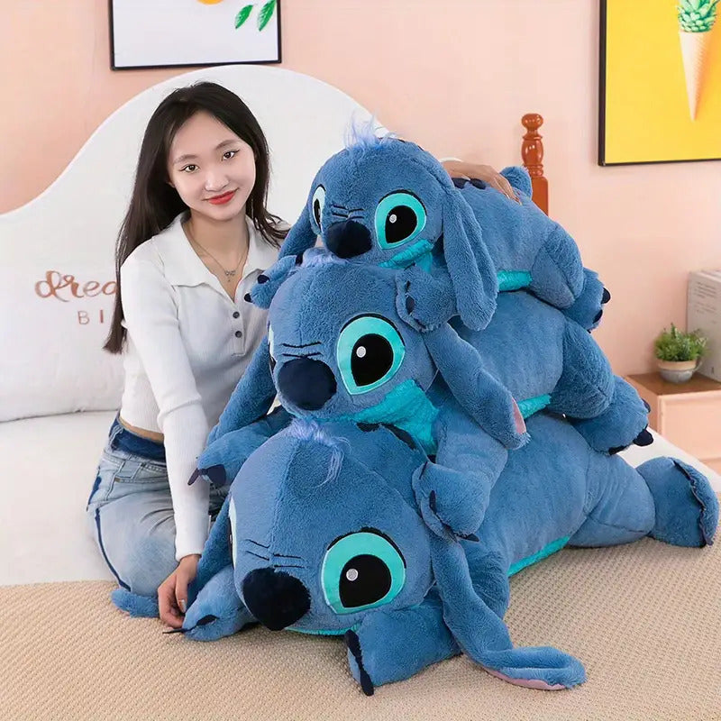 Stitch Embroidered Plush Toy - A Soft And Adorable Plush Animal Pillow Featuring An Embroidered Face And Seated Pose. Perfect For Beds, Sofas, And Travel - A Cute Embroidered Room Decor Gift For Fans. This Blue Stitch Has Exp