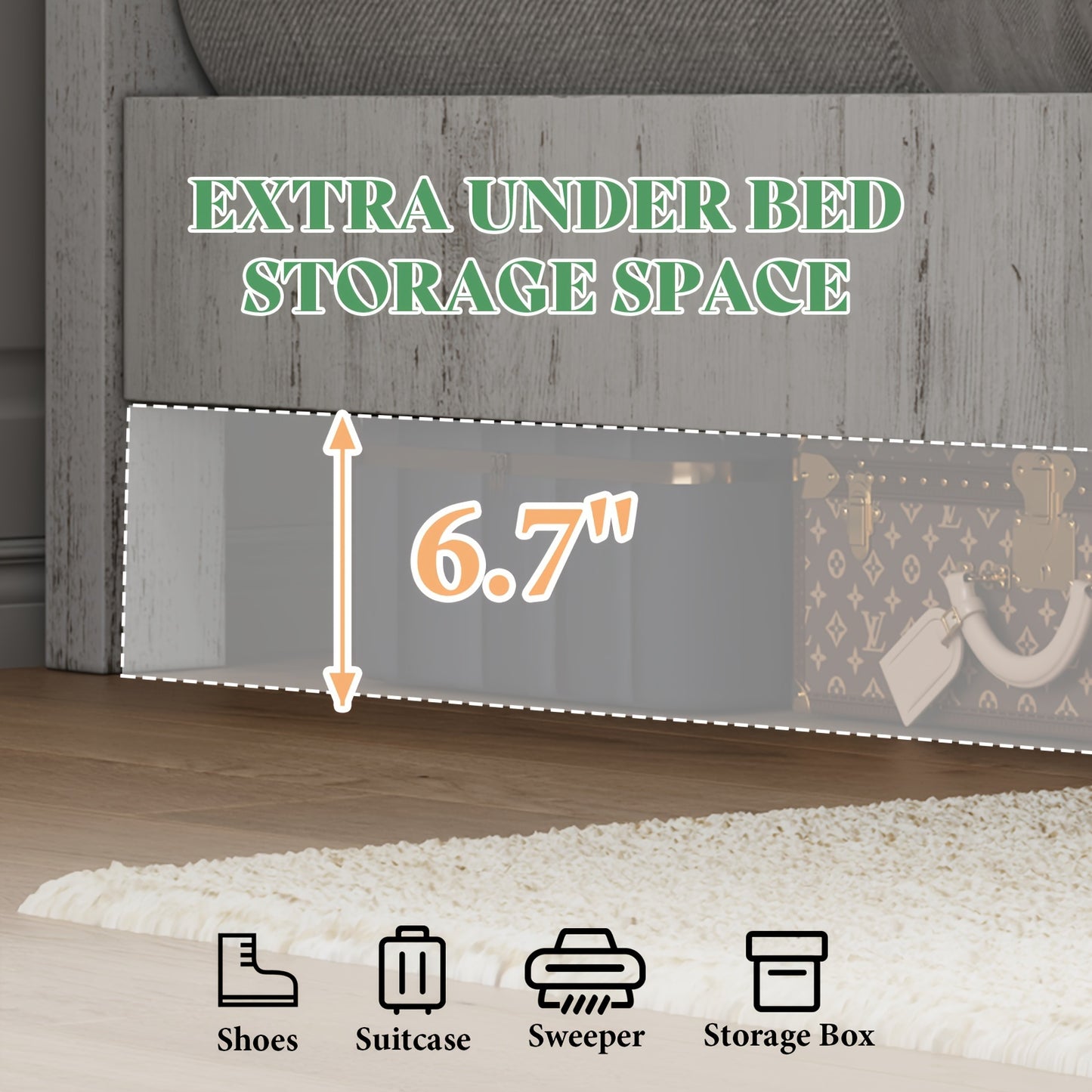 Wooden Platform Bed Frame Featuring a Joined Headboard, Rustic Style, Silent Wood Slat Support, And Does Not Need a Box Spring