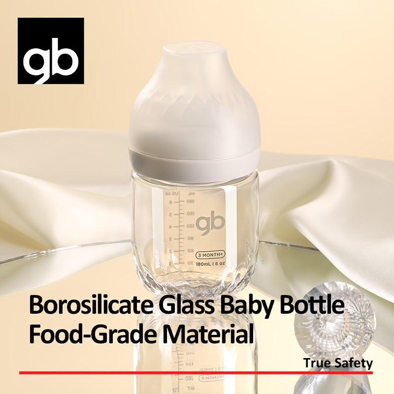 gb Platinum Series Baby Bottle - BPA-Free Glass Bottle with Simulated Breastfeeding Design, Wide-Neck for Easy Cleaning, Dishwasher & Heat Resistant, 3 Sizes (4oz/6oz/8.8oz) - Safe for, Ideal for Breastfeeding Moms & Bottle F