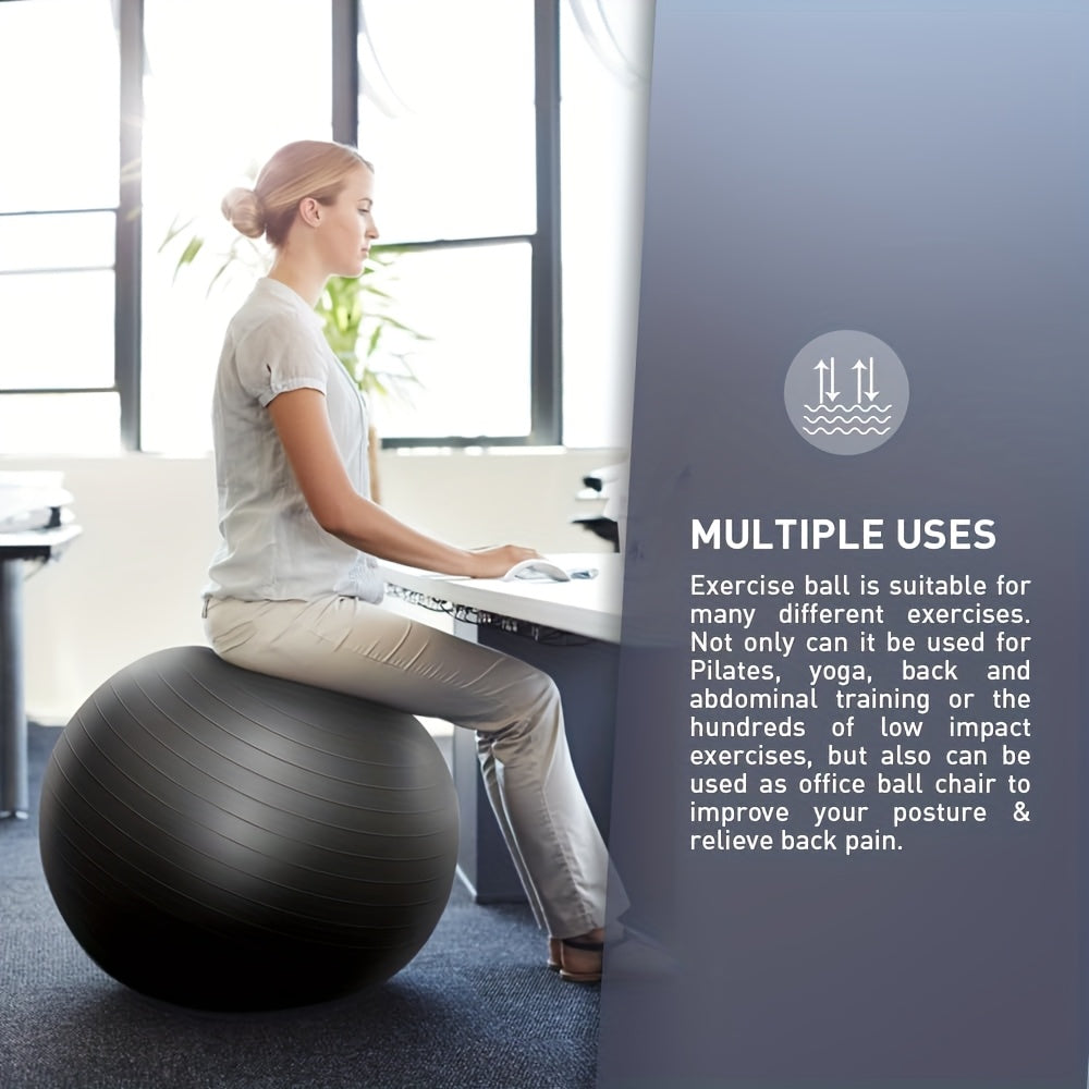 2pcs Durable Large Black Yoga Balls, Perfect For Fitness, Stability, And Exercise, Perfect For Home, Office, Or Classroom, Safe Exercise, 25 Inches