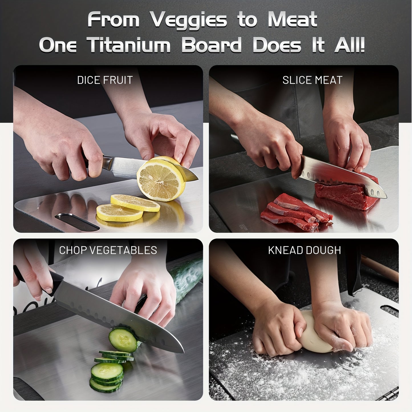 4pcs Stainless Steel Cutting Boards - Food Grade Durable Kitchen Cutting Boards - Non-slip Design For Meat Fruits Vegetables - Dishwasher Safe And Knife-Friendly Surface - Suitable For Home Chefs And Restaurants