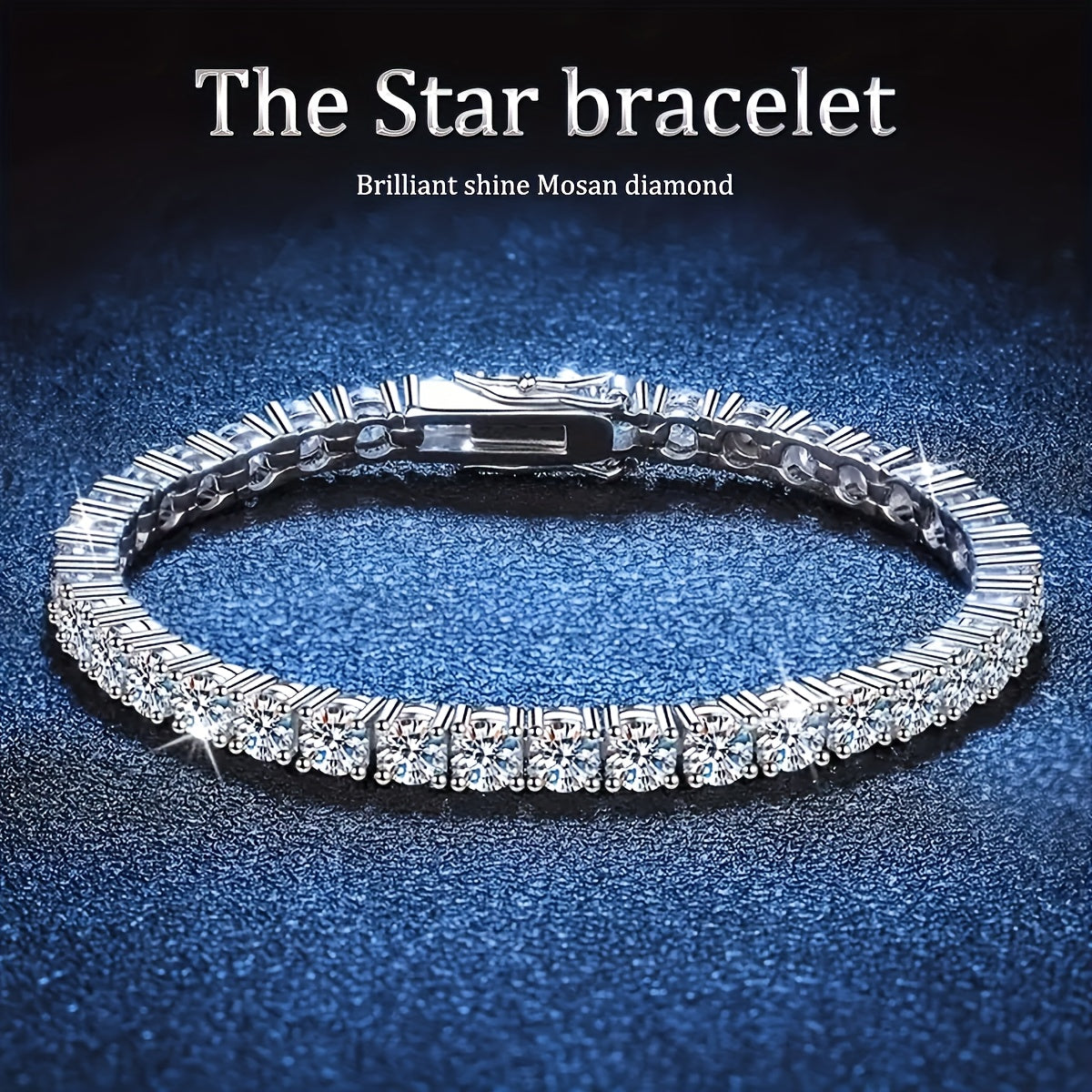 Tennis Bracelet 925 Sterling Silver 5mm 0.5-carat Moissanite, Exquisite Jewelry Gift, Suitable For Banquets And Dinners, Hip-hop, Couple Style, Bestseller, Luxurious, Wedding Gift, Anniversary Gift, Christmas And Birthday Gif