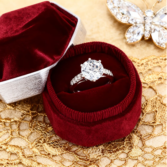 925 Silver Sparkling 5 Carat Moissanite Wedding And Engagement Rings Jewelry Elements Design Personality Women's Fashion Glamorous Bachelor Party Perfect For Everyday Occasions, Carnivals And Any Season Halloween Christmas Gi