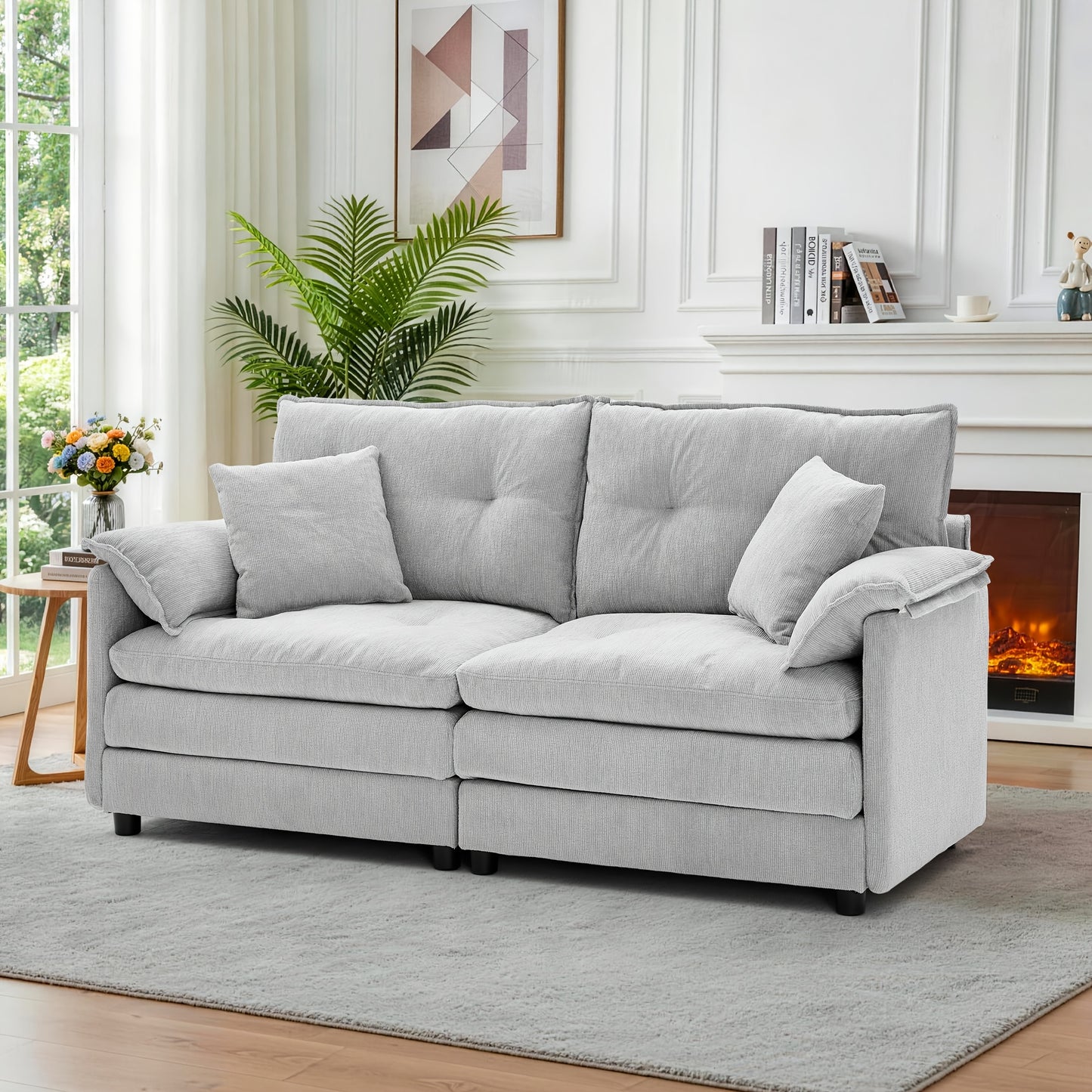 67.72-inch Modern Two-seater Chenille Upholstered Sofa | Comfortable Soft Cushions, Suitable for Living Room, Bedroom, Office, Modern Minimalist Design, Includes Soft Throw Pillows, Hardwood Frame by LNSENFIN