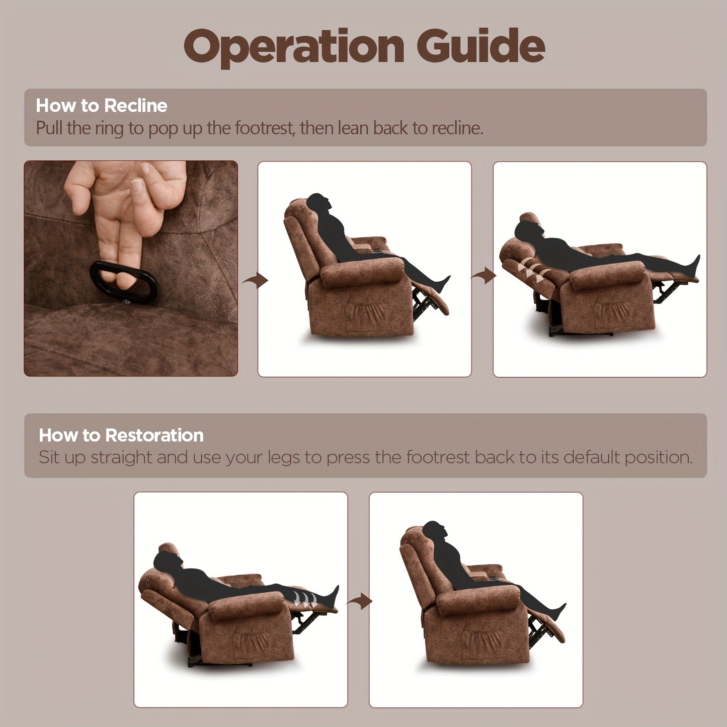 Manual RV Loveseat Recliner | Brown Velvet Cushion-back Sofa with Console, Cup Holders, Pockets for Living Room and Home Theater Seating, Metal Frame, Contemporary Style by VUYUYU
