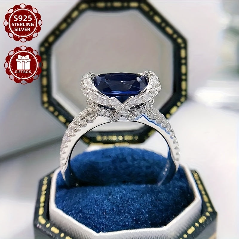 S925 Pure Silvery Luxury High-end Ring for Women's Moissanite