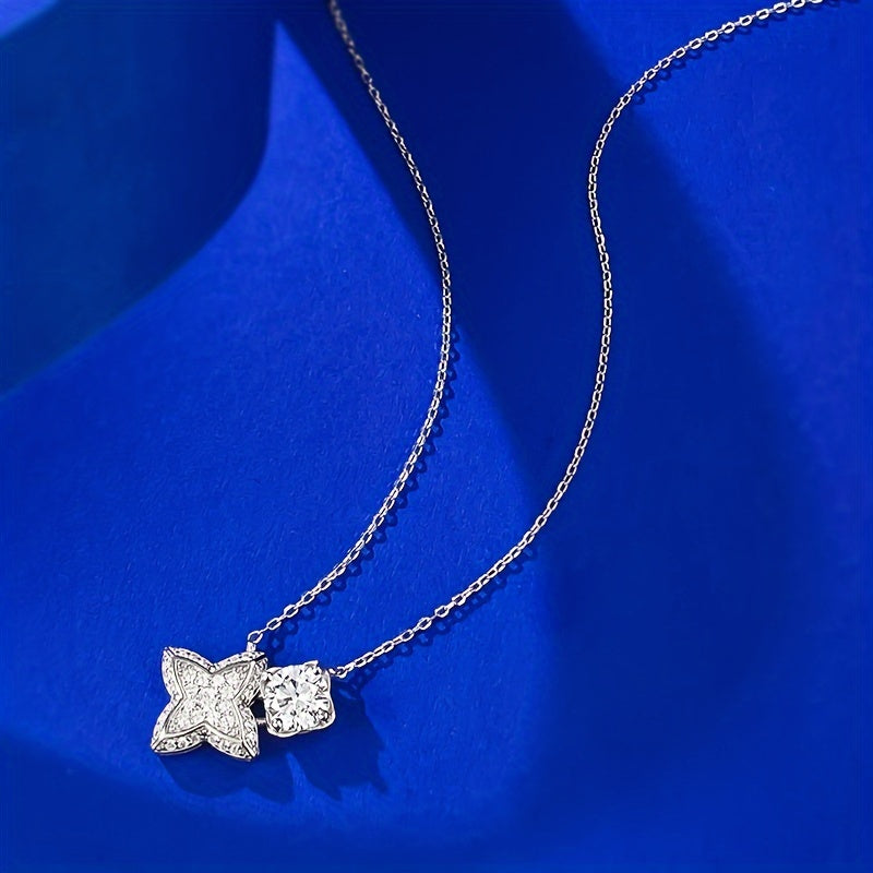 S925 Silver 1ct Moissanite Pendant High-quality, Gorgeous And Elegant Women's Fashion Pendant Women's Jewelry, 925 Silver Necklace Your Daily Surprise Gift Perfect For Everyday, Birthdays Anniversaries The Best Holiday Gift C