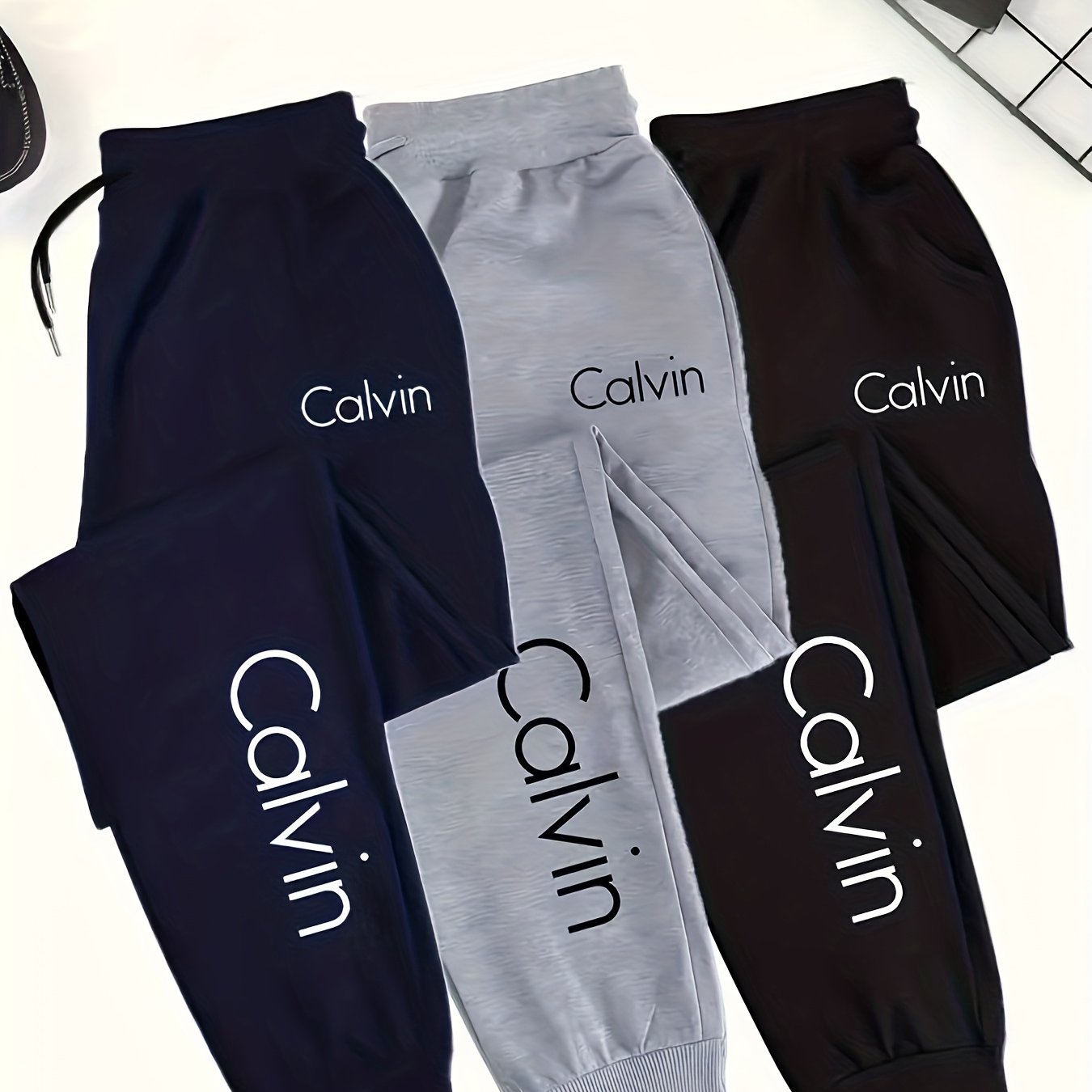 3pcs Oversized Men'S Casual Jogging Pants | Comfortable Elastic Fabric, Breathable, Adjustable Elastic Drawstring Waistband, Loose Fit, Suitable for Gym, Training, and Autumn Casual Wear, Essential for Sports Enthusiast