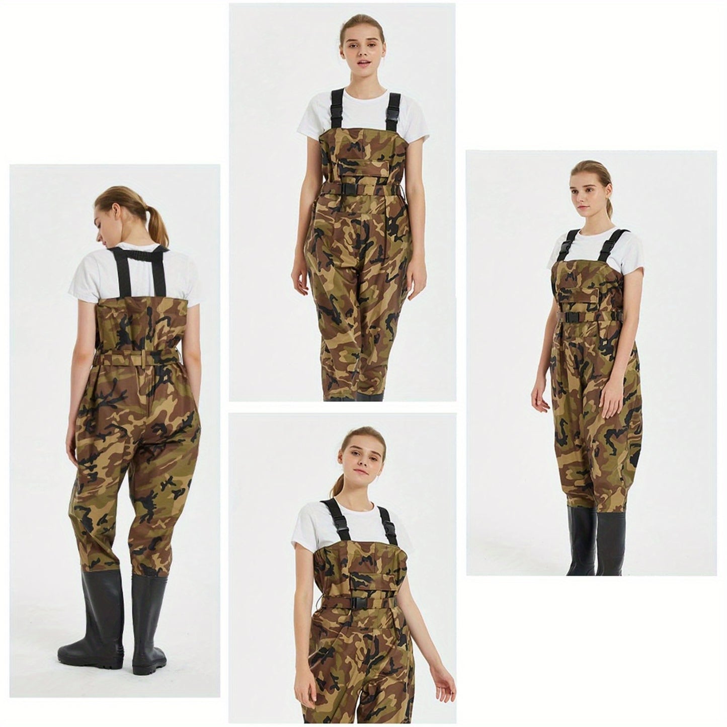 US8-US14 Chest Waders with Boots - Lightweight High Quality Fishing & Hunting waders, Quick-Dry Camo Pants-like design, Adjustable Buckle Closure, Compatible with Men's & Women's (US8-US14, Not US14+) - Ideal for Professional