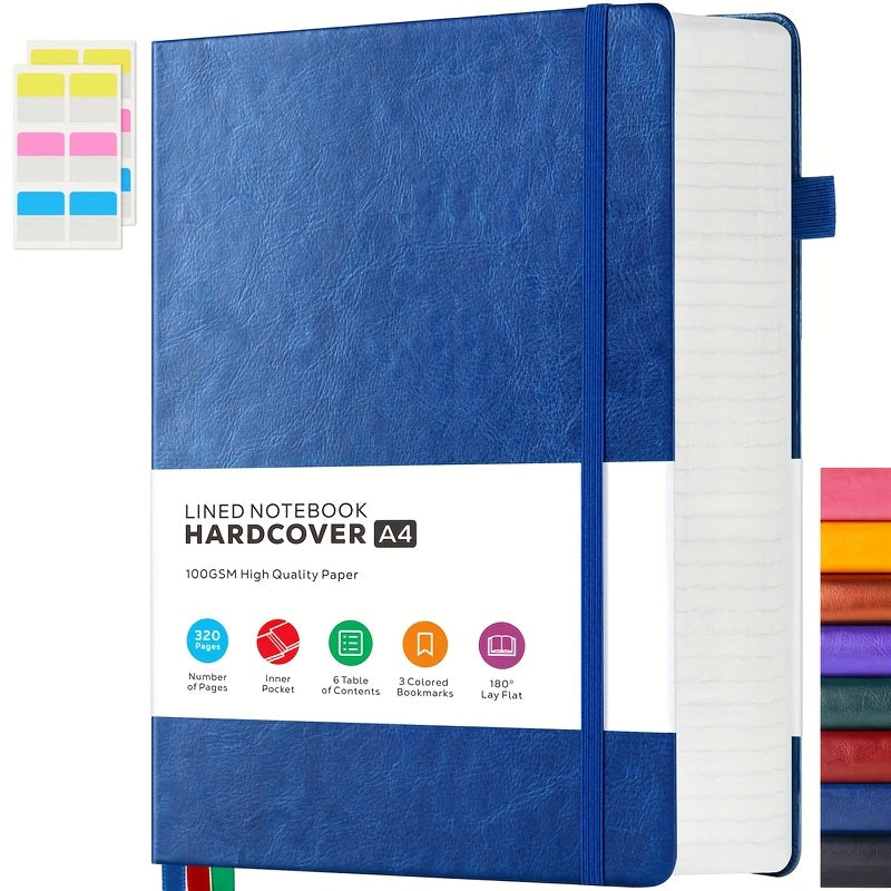 A4 College Ruled Notebook, Hardcover Leather Notebook For School Work, Lined Journal For Women Men, 8.5" X 11" Large Notebook With 320 Pages, Business Notebook, 100GSM Thick Paper, Christmas Gifts