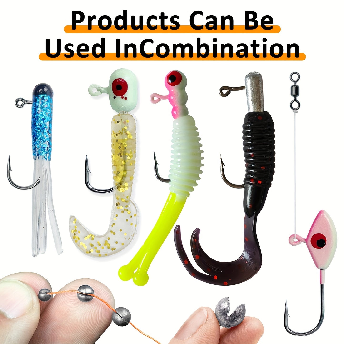 228pcs Crappie Lures Kit With Soft Plastic Paddle Tail, Tube Jig Heads, Split Shots, Peg Floats Crappie Lures Jigs Accessories For Crappie Trout Bass Walleye