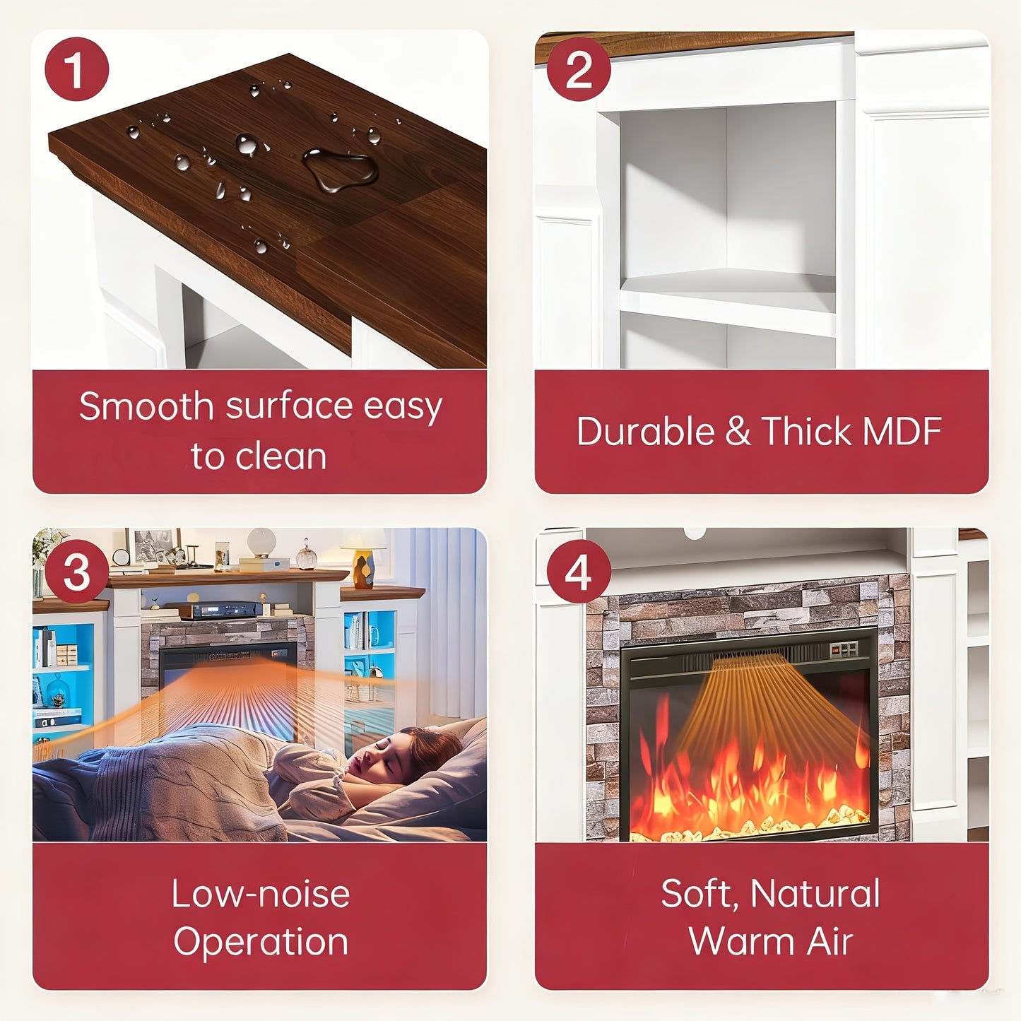70-inch TV Stand With An Electric Fireplace And Mantel, A Contemporary Entertainment Unit Offering Open Storage, Remote Control, Adjustable Flames, And LED Lighting, Suitable For Living Rooms And Bedrooms And An Excellent New