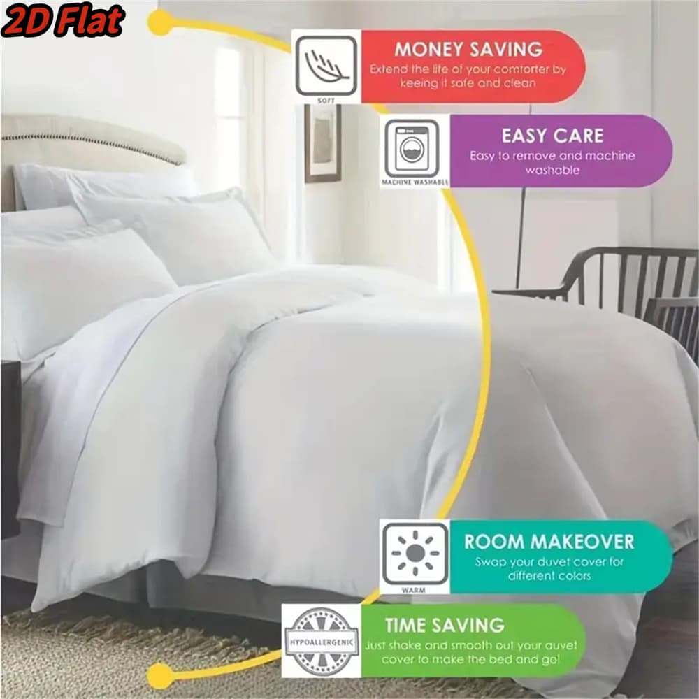 3pcs 2D Flat Christmas Tree Pattern Duvet Cover - Winter Holiday Themed Bedding, Black White Sketch Design, Soft Microfiber Fabric, Zippered Closure, Easy Care Washable Comforter for Bedroom Decor, All-Season 1100% polyester