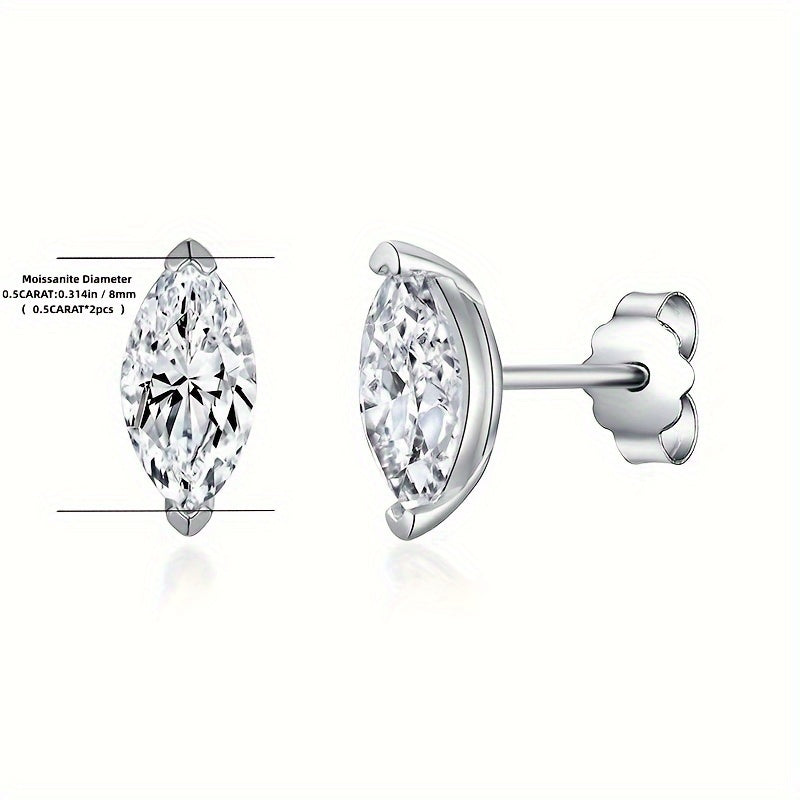 925 Silver Sparkling 1 Carat-2 Carat Moissanite Jewelry Jewelry Girls Women Fashion Earrings Daily Dress Up Gift Anniversary Fashion Party Bachelorette Party Must Have Gift for Family Gift for Friends Christmas Gift