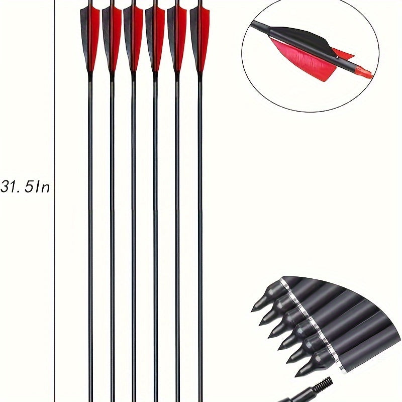Archery 51" Takedown Recurve Bow And Arrows Set For Adults, Right Hand Practice Kit With 6pcs Real Feather Carbon Arrows For Beginner-best Gift For Holiday