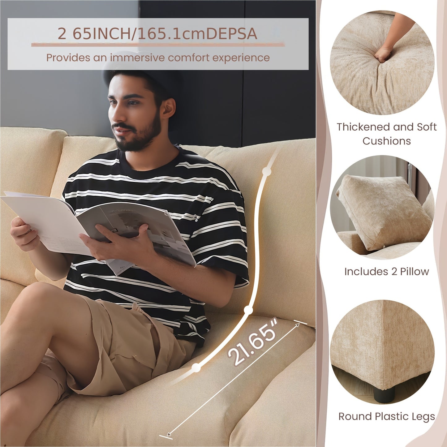 Modular Sectional Sofa Cloud Couch, Oversized 5 Seater Sofa with Ottoman, Extra Large V Shaped Deep Seat Sectional Couches for Living Room, Sofa Covers Washable&Removable