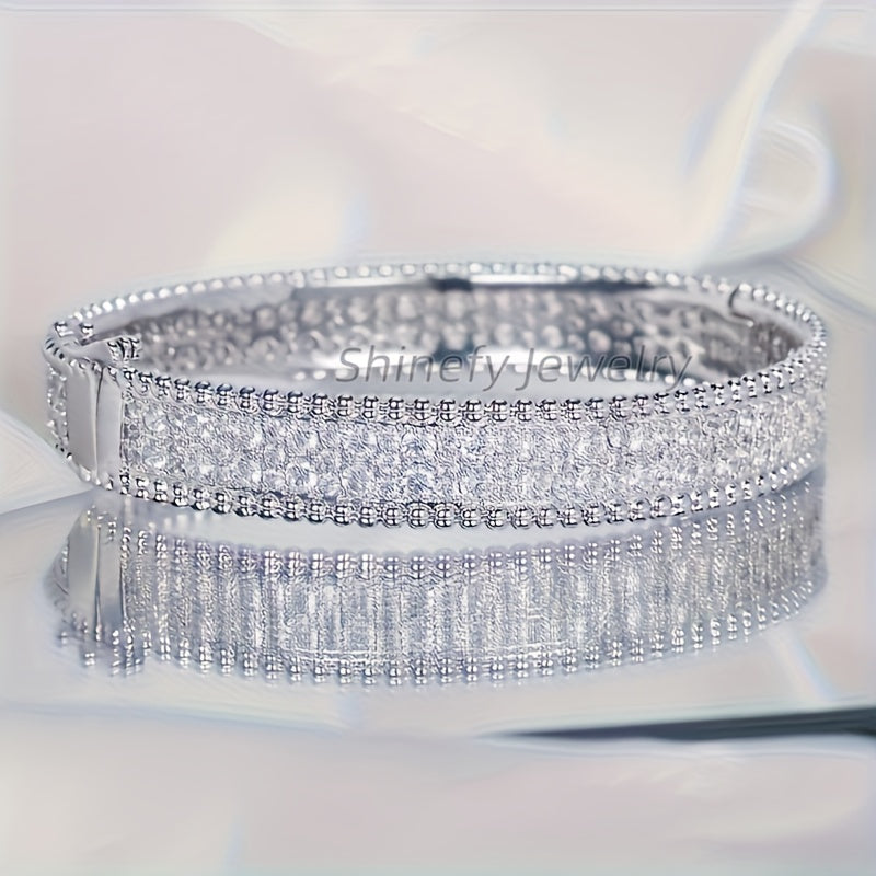 Moissanite Bracelet Jewelry for Women: 925 Sterling Silvery Hypoallergenic Bracelet with Dazzling Moissanite Stones, Elegant & Sexy Design for Wedding/Valentines/Christmas Gifts - Luxe Gift Box for Wife, Girlfriend, Mother