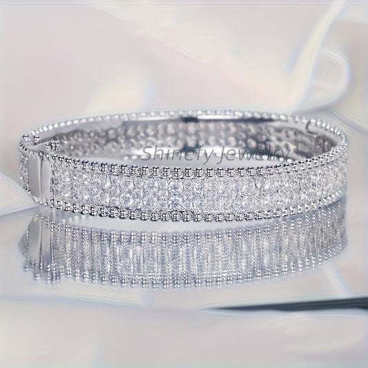 Moissanite Bracelet Jewelry for Women: 925 Sterling Silvery Hypoallergenic Bracelet with Dazzling Moissanite Stones, Elegant & Sexy Design for Wedding/Valentines/Christmas Gifts - Luxe Gift Box for Wife, Girlfriend, Mother