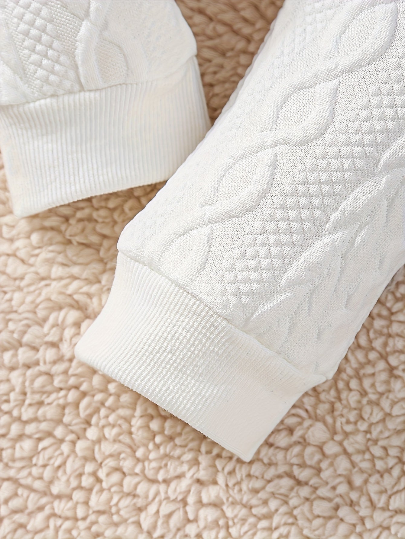 Christmas New Letter Antler Embroidery Knitted Pattern Solid Color Ribbed Hoodie with Fur Collar Long Pants Set for Baby Boys Winter Warmth And Cute, Perfect for Outdoor