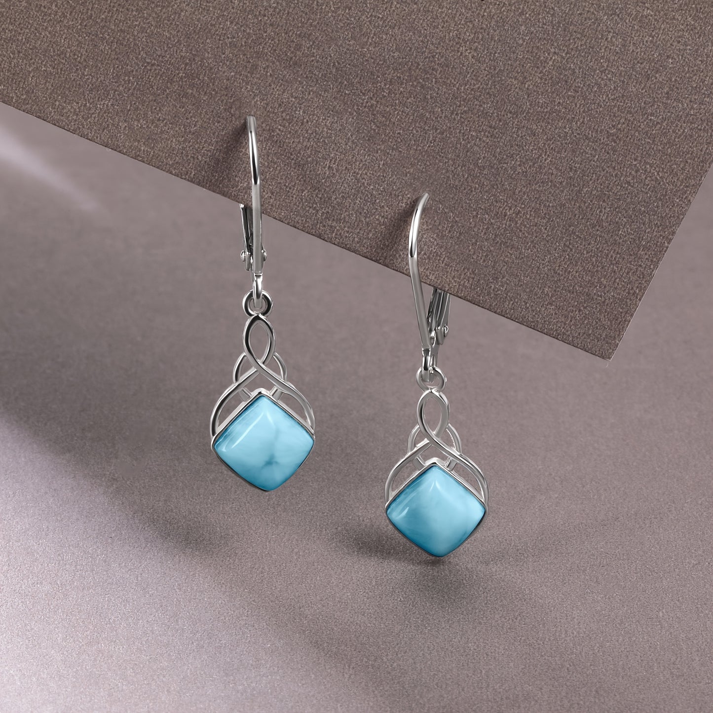 1pc Elegant S925 Sterling Silver Larimar Stone Earrings, Perfect Jewelry Gift for Men And Women, Suitable for Daily Wear Party Vacation Wedding Anniversary, Ideal Christmas Birthday Anniversary Gift