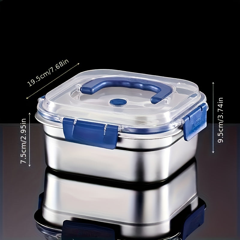 4pcs Stainless Steel Food Storage Containers with Blue Handles & Leak-Proof Lids - Dishwasher, Oven & Refrigerator Safe, Stackable Reusable Lunch Boxes for Kitchen, Microwave Compatible, Airtight Meal Prep Containers for Indo