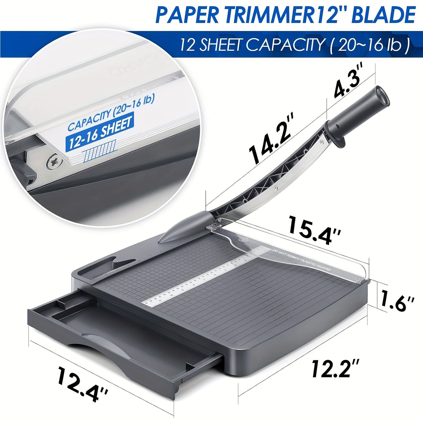 Robust Paper Cutting Machine with a 12-Inch Cutting Length, Suitable for A4 to B7 Sizes, Designed for Crafting And Photo Trimming, Capable of Handling Up to 16 Sheets for Standard Paper, Photo, Or Label Cutting