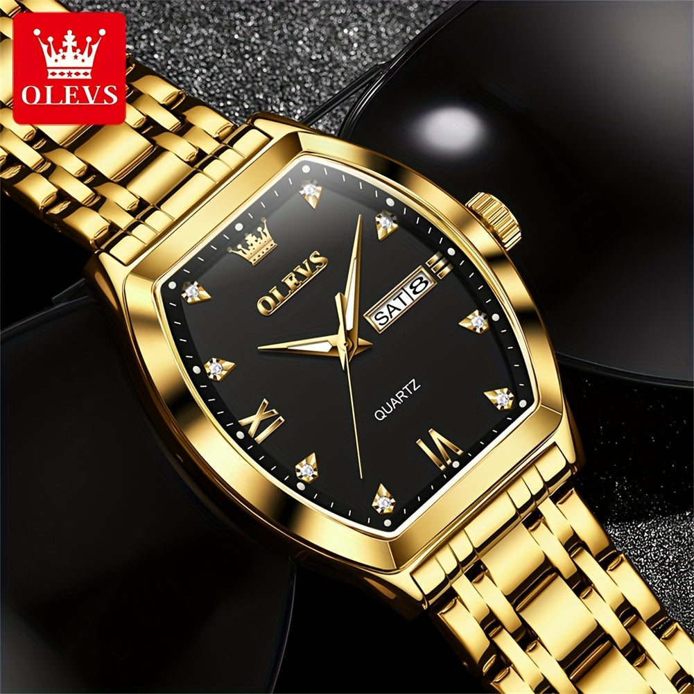 OLEVS Top Brand Original Men'S Wrist Watches Best Selling Fashion Trend Design High Quality Stainless Steel Dual Calendar Quartz Luxury Watch For Men