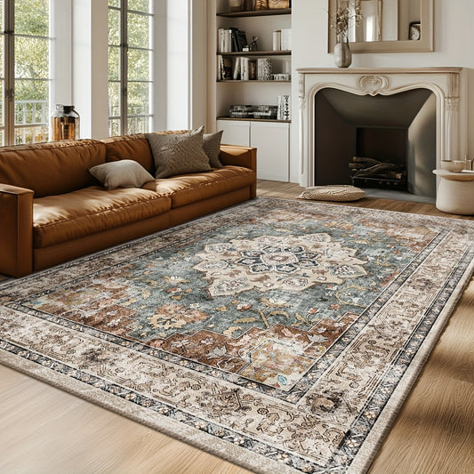 1pc Vintage Area Rugs for Living Room, Machine Washable Rugs for Bedroom, Non Slip Carpet Perfect for Kitchen, Dining Room, Office, And Home Decor