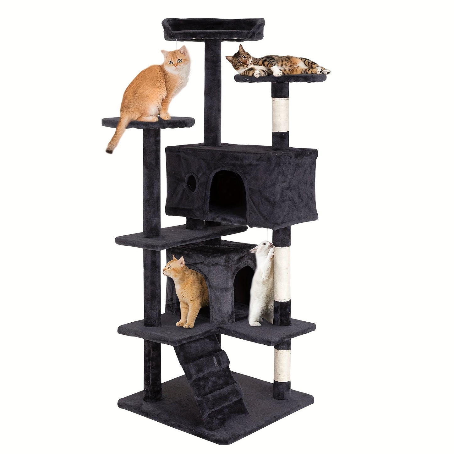 DOPINMIN 54in Cat Tree Tower For Indoor Cats, Multi-Level Furniture Activity Center With Scratching Posts Stand House Condo Funny Toys Kittens Pet Play House, Dark Gray