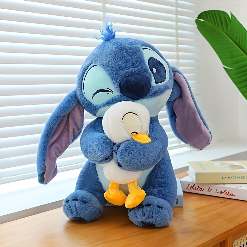 Stitch & Plush Duckling Plush Toy - Adorable Hugging Pose, Soft Blue & White, Perfect Gift for Birthdays, Christmas, Valentine'S Day, Stitch Plushie, Holiday Gift Item, Playful Design, Highquality Stitching