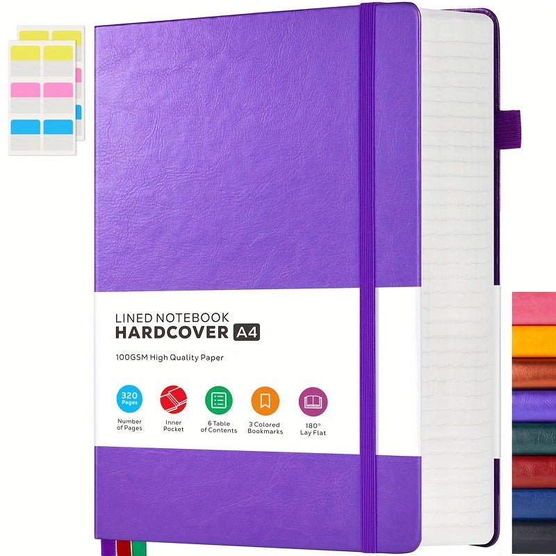 A4 College Ruled Notebook, Hardcover Leather Notebook For School Work, Lined Journal For Women Men, 8.5" X 11" Large Notebook With 320 Pages, Business Notebook, 100GSM Thick Paper, Christmas Gifts