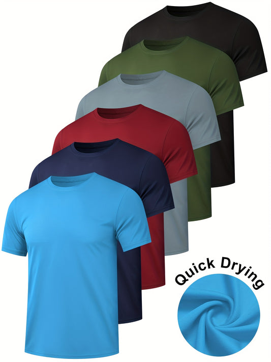 6 Pack Men'S Quick Dry Workout Gym T Shirts, Short Sleeve Active Running Athletic Tee Tops