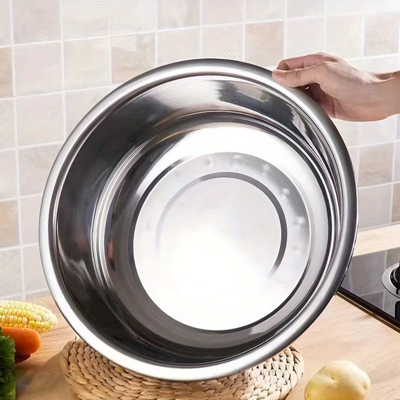 Extra Large Stainless Steel Mixing Bowls with Thicken & Widen Design - Rust-Resistant, Dishwasher Safe, Deeper Edges for Baking, Prepping, Marinating, Brining & Kimchi - Heavy-Duty Metal Serving & Salad Basin, Extra Large Mix