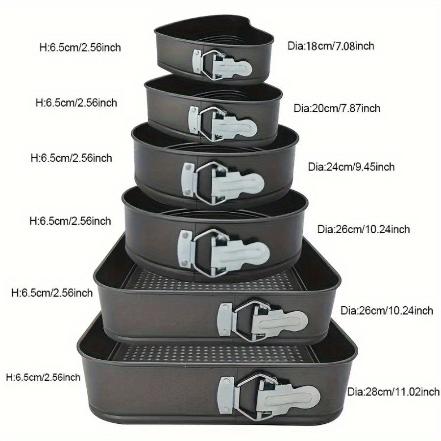 6pcs Cake Pan Set | 3 Shapes (Square/Round/Heart) X2, Carbon Steel Baking Mold With Removable Bottom, Non-stick Pan, Heavy Duty Cake Pan For Chiffon/Mousse/Cheesecakes, Wedding/Birthday Kitchen Tools
