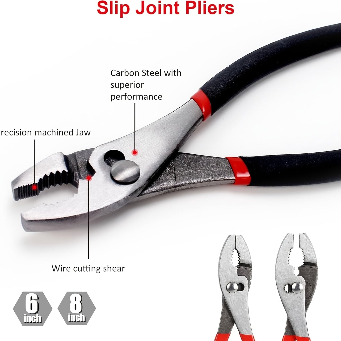 7- Utility Pliers and Wrench Set, Includes 8" Adjustable Wrench, 8" Groove Joint, 8" & 6" Slip Joint, 6" Long Nose, 6" Diagonal and 6" Linesman Pliers, Dipped Handle, Available 365 Days