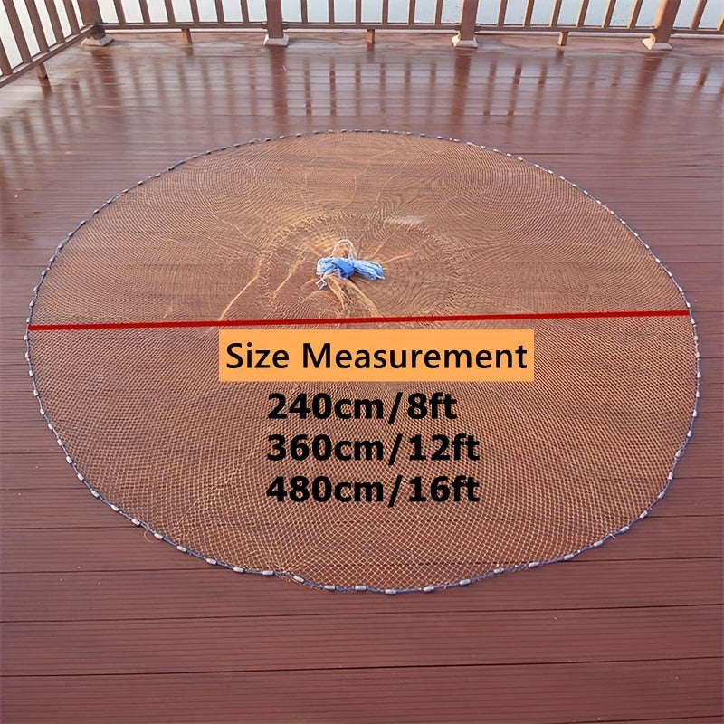 American Style Fishing Nets Strong Nylon Mesh Wire Net Dia. 2.4M 3.6M 4.8M Throw Net Cast Net for Saltwater Freshwater Fishing Trap with Zinc Sinker, Fishing gear and equipment