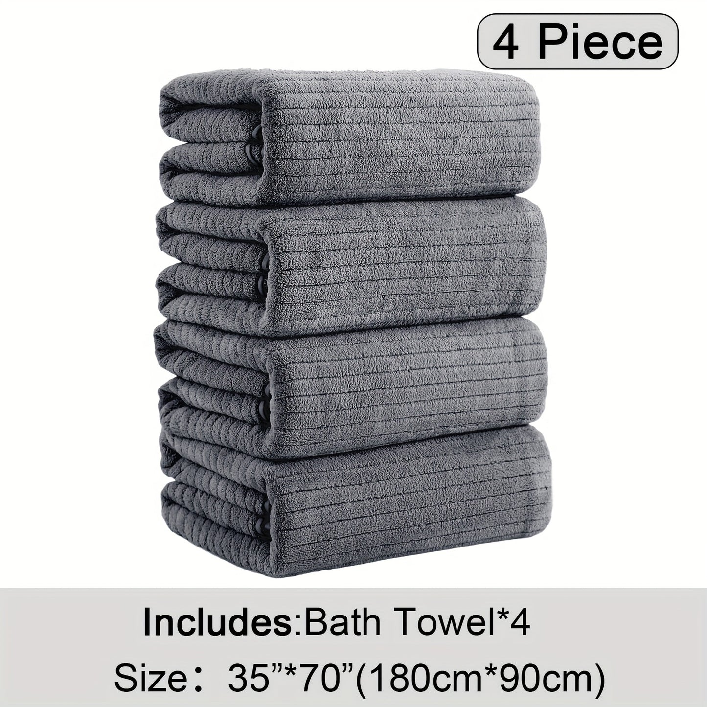 4 Pack Oversized Bath Towels Set, 35"x70" Extra Large Towel Microfiber Absorbent XL Bath Sheet Super Soft Bathroom Towels Set Quick  Plus Size Shower Towels for Family Hotel