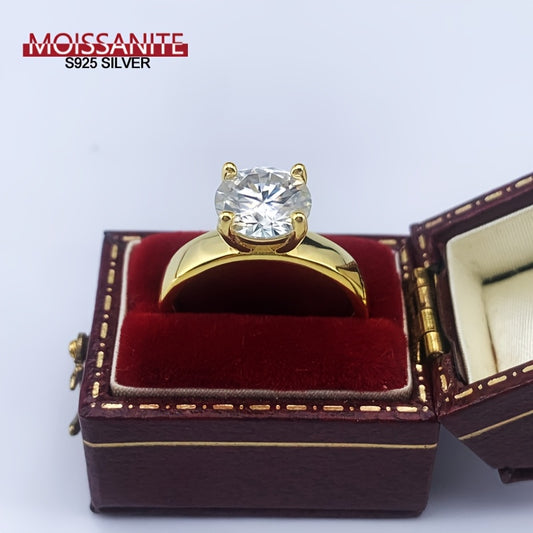 925 Silver 2 Carat Moissanite Women'S Wedding Ring, Simple And Generous Classic, Suitable For Daily Wear And Christmas Halloween Thanksgiving Wedding Party Gifts, Gift With Gift Box About 2g