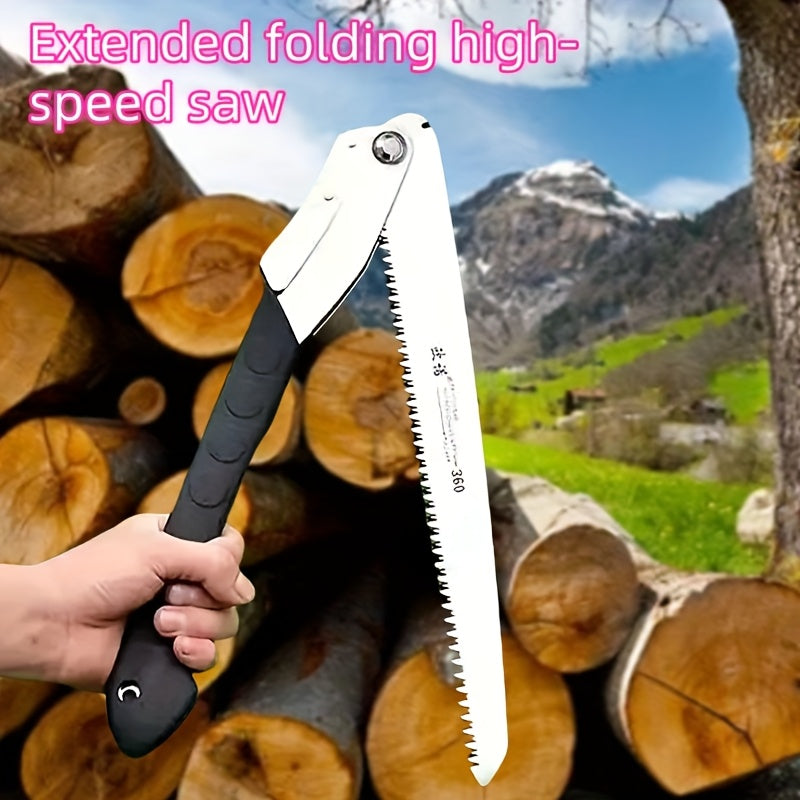 Professional Extended Folding Hand Saw - High-Speed Alloy Steel Blade, Labor-Saving Ergonomic Handle, Portable Folding Design for Tree Pruning, Woodworking & Outdoor Logging - Durable Metal Construction, Hand Saws for Tree Tr