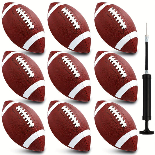 Composite Leather Footballs Official Size Composite Leather Balls Composite Leather Inflatable Footballs With Pump Indoor Outdoor Footballs Bulk For Training And Recreational Play