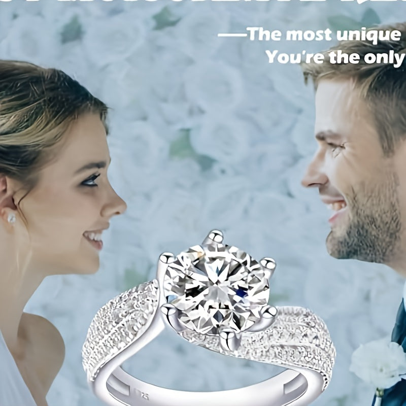 S925 Silver 3/5 Carat Moissanite Ring Women's Jewelry High-Quality, Gorgeous & Elegant Women's Ring 925 Silver Ring, Perfect for EngaSynthetic Gemstoneents Weddings Proposals. Hurry And Claim Your Surprise Gift The Perfect Pr