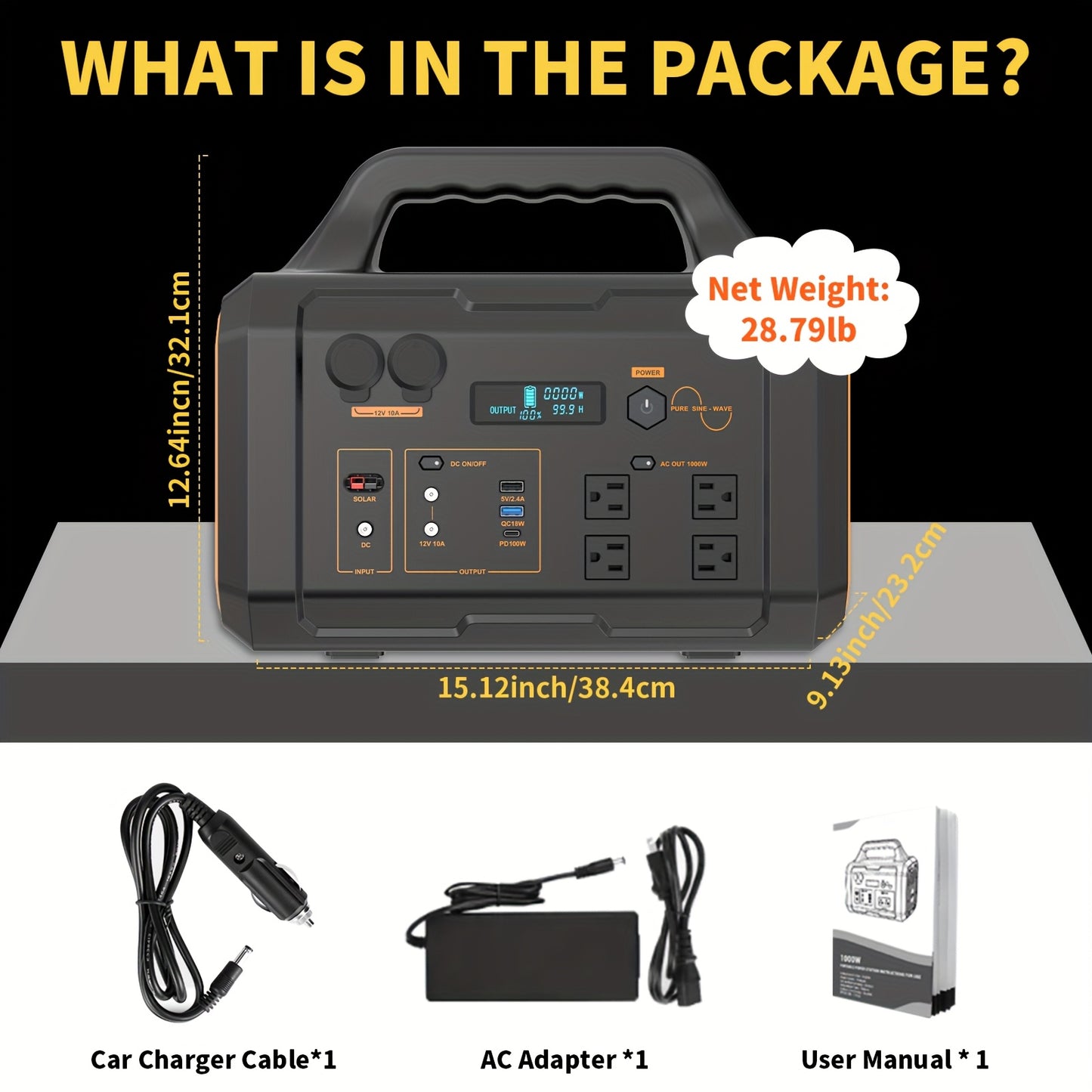 300W/293Wh, 600W/642Wh, 1000W/1024Wh Portable Power Station, Solar Generator(Excluding Solar Panels) with AC Qutlet/2 DC Ports/3 USB Ports Backup Battery/Power Supply for Qutdoor Trip Camping Emergency Survival Gear Travel Hu